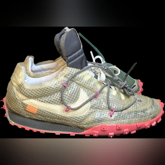 Nike Off-White Waffler Racer Sneakers with Pink Accents - Picture 2 of 4